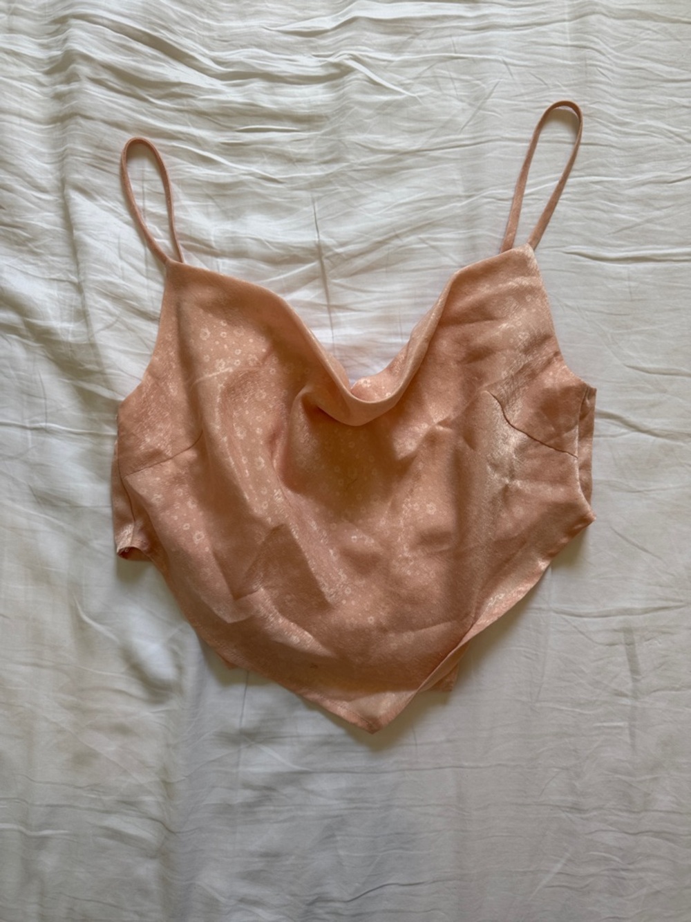 Blue Blush Peach Satin Cowl Neck Camisole